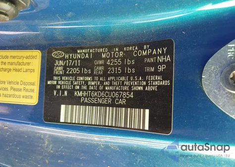 2012 Hyundai Genesis 2.0T Premium из США, поврежденный, VIN KMHHT6KD6CU067854